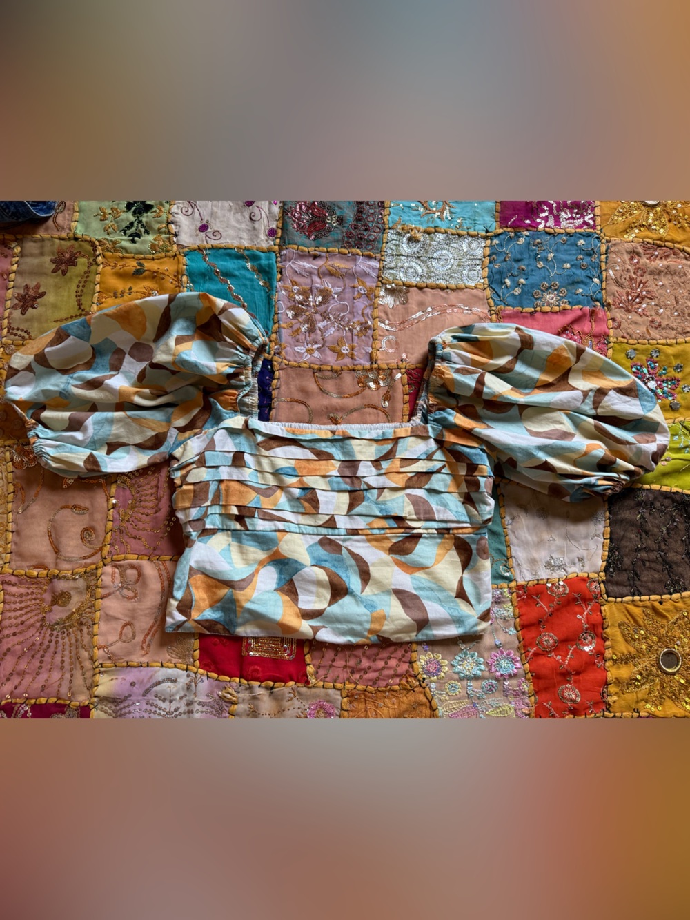 Abercrombie & Fitch Multi-Color Smocked Crop Top